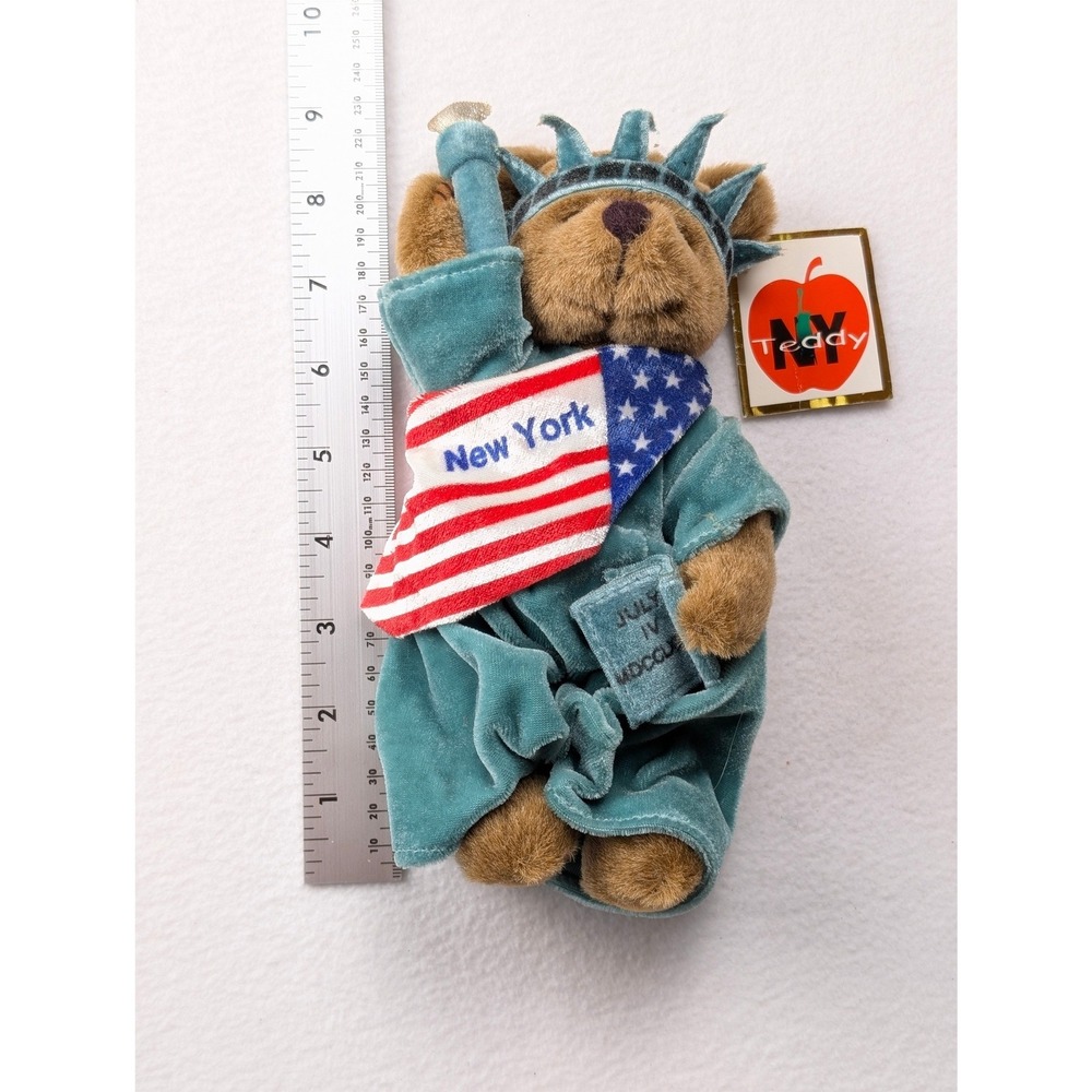 NY Teddy Statue of Liberty Plush Bear 1999 Vintage Souvenir 8 Inch Twin Towers - Picture 7 of 8
